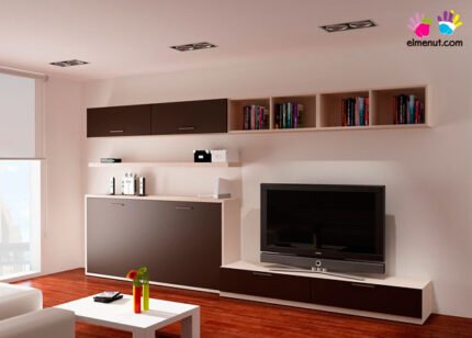 Living room with exclusive horizontal folding bed