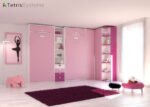 Vertical folding beds and wardrobes in pink tones