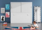 Children's room with folding bed and upper wardrobe