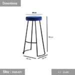 Plush Fabric Bar Stool - 45x78cm - OUA-021 - Image 3