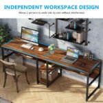 Two Person Desk, 78.7 Computer Double Desk with Bookshelf - Image 6