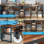 Two Person Desk, 78.7 Computer Double Desk with Bookshelf - Image 7